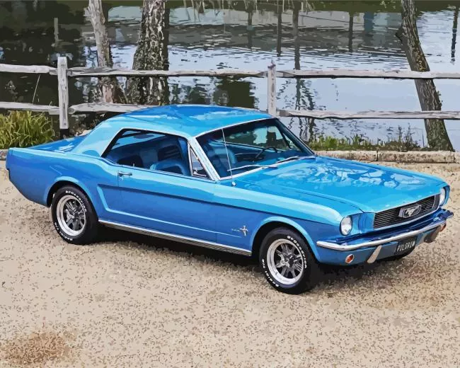 classic blue ford mustang Diamond By Numbers Classic Blue Ford Mustang Diamond Painting