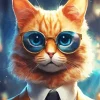 Classy Gentleman Cat Art Diamond Painting