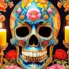 Cool Floral Skull Diamond Painting