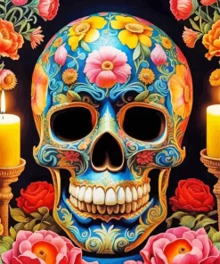Cool Floral Skull Diamond Painting