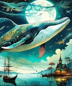 Cool Flying Whale Art Diamond Painting