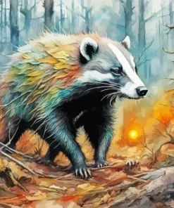 Cool Forest Badger Art Diamond Painting