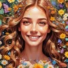 Cool Girl Laying In Flowers Art Diamond Painting