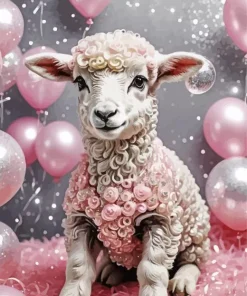 Cute Birthday Fluffy Lamb Diamond Painting