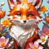 Cute Flower Fox Art Diamond Painting