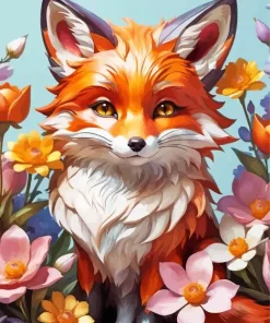 Cute Flower Fox Art Diamond Painting