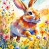 Cute Flowers And Bunny Diamond Painting