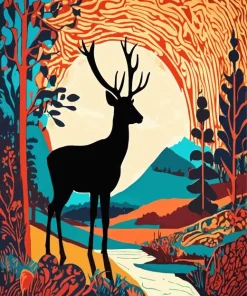 Deer Silhouette Diamond Painting