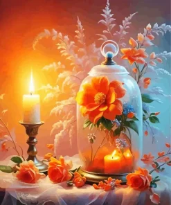 Enchnated Orange Flower Diamond Painting