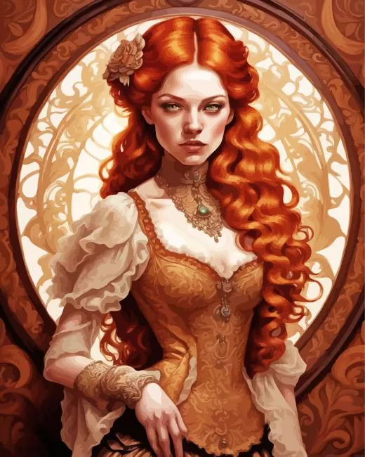 female ginger art Diamond With Numbers Female Ginger Art Diamond Painting