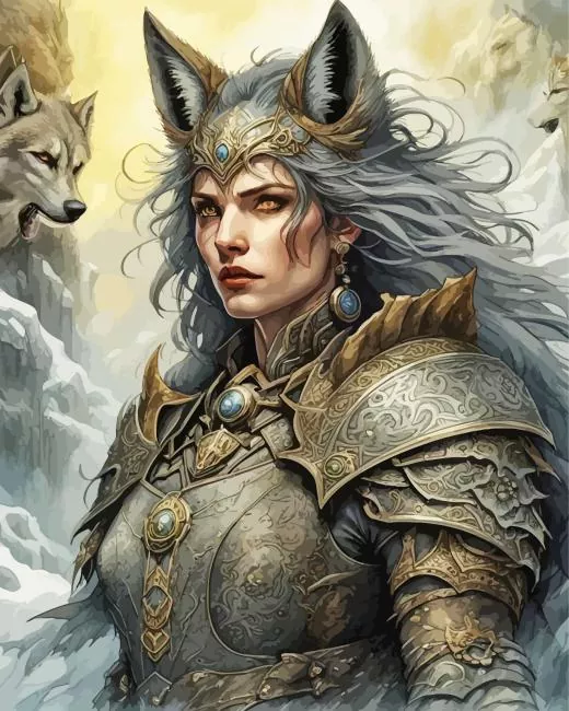female lycan art Diamond With Numbers Female Lycan Art Diamond Painting