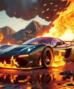 Fire Car Diamond Painting