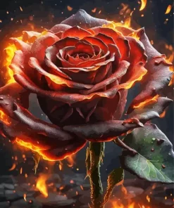 Fire Red Rose Diamond Painting