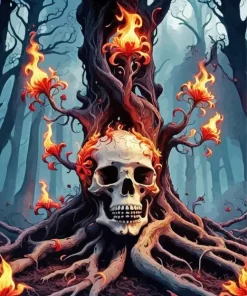 Fire Skull Diamond Painting