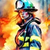 Firefighter Girl Art Diamond Painting