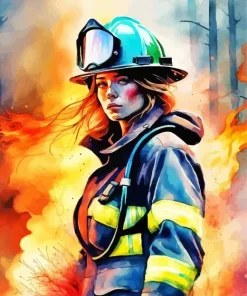 Firefighter Girl Art Diamond Painting