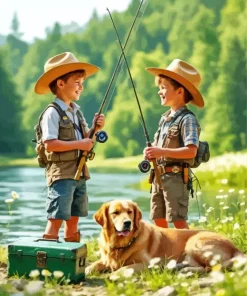 Fishing Cowboys Diamond Painting