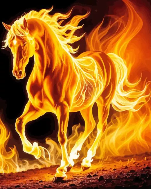 flames horse art Diamond By Numbers Flames Horse Art Diamond Painting
