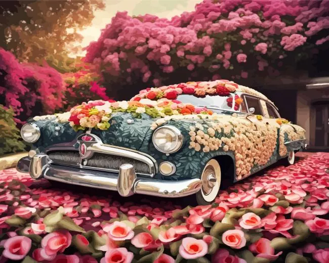 floral car Diamond With Numbers Floral Car Diamond Painting