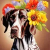 Floral German Pointer Art Diamond Painting