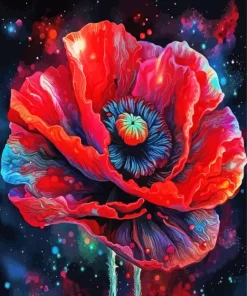 Flower Black And Red Art Diamond Painting
