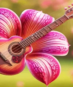 Flower Guitar Diamond Painting