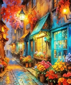 Flower Shop At Night Diamond Painting