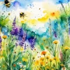 Flowers And Bees Art Diamond Painting