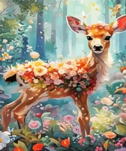 Flowers Deer Art Diamond Painting
