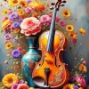 Flowers Violin Art Diamond Painting