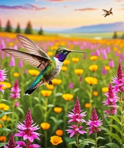 Flying Flower Hummingbird Art Diamond Painting