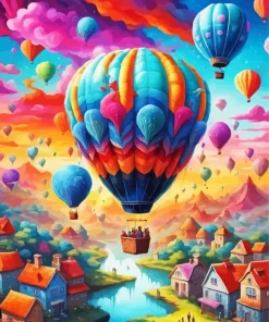 Flying Hot Air Balloon Diamond Painting
