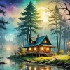 Forest Cabin Diamond Painting