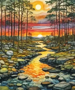 Forest River Art Diamond Painting