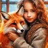 Fox And Girl Art Diamond Painting