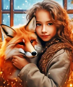 Fox And Girl Art Diamond Painting