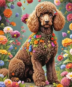 French Brown Poodle Art Diamond Painting
