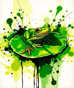 Green Frog And Lily Pad Diamond Painting