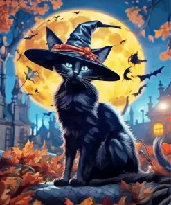 Full Moon And Cat Diamond Painting