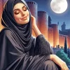 Full Moon Arab Lady Diamond Painting