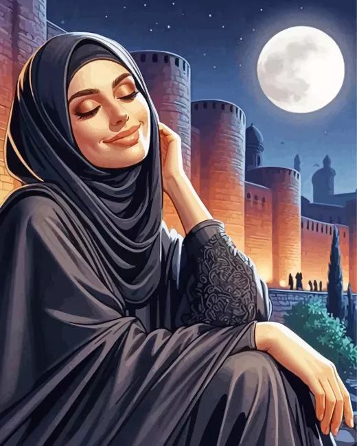 full moon arab lady Diamond By Numbers Full Moon Arab Lady Diamond Painting