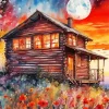 Full Moon At Sunset Diamond Painting