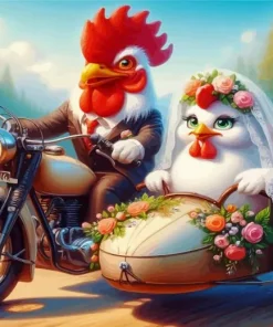 Funny Chicken Couple Diamond Painting