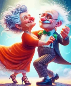 Funny Old Couple Dancing Diamond Painting