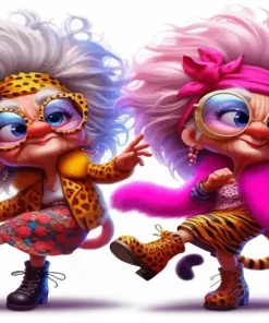 Funny Old Ladies Dancing Diamond Painting