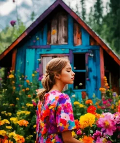 Garden Girl Flowers Diamond Painting