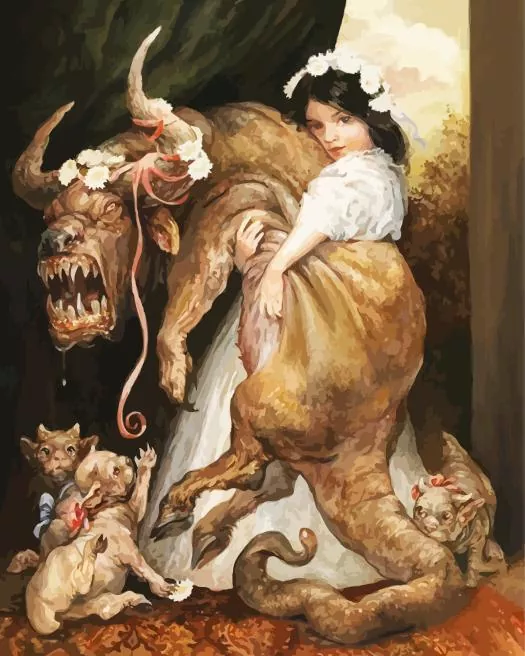 girl holding demon dog Diamond By Numbers Girl Holding Demon Dog Diamond Painting