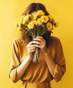 Girl Holding Flowers Diamond Painting