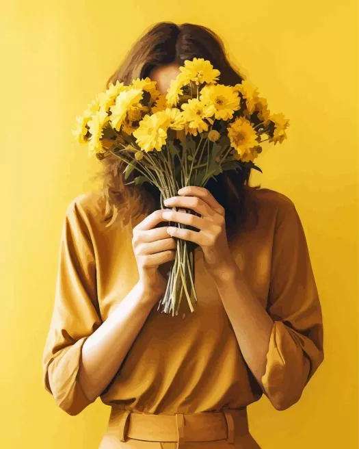 girl holding flowers Diamond Paintings Girl Holding Flowers Diamond Painting