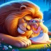 Girl Hugging Lion Diamond Painting